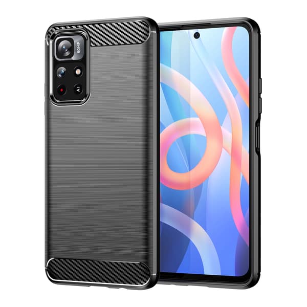 Carbon Case Fleksibelt beskyttelsescover til Xiaomi Redmi Note 11 sort