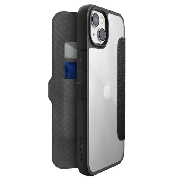 Raptic X-Doria Urban Folio -kotelo iPhone 14 Plus -puhelimelle, musta