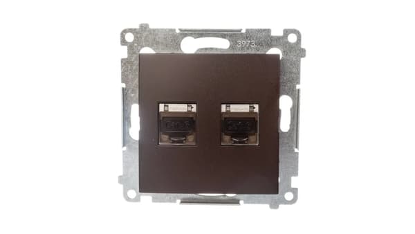 Simon 54 Dobbelt computerstik 2xRJ45 kat.6 skærmet med skærmet mat D62E.01/46