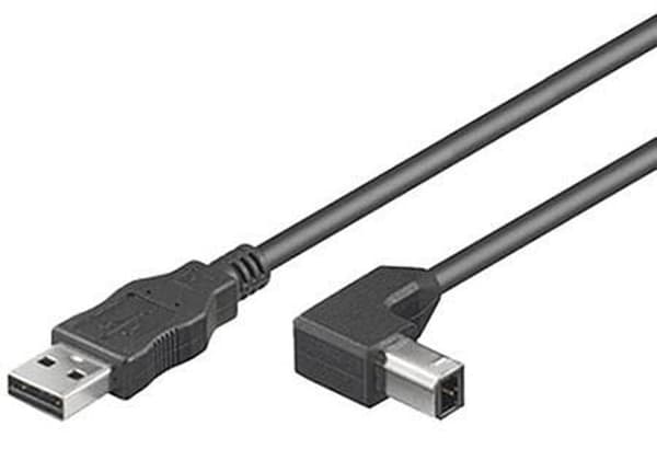 MicroConnect USB2.0 A-B 1m M-M Vinklet, Sort