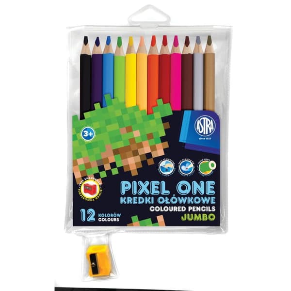 Pixel One blyanter 12 farver + blyantspidser