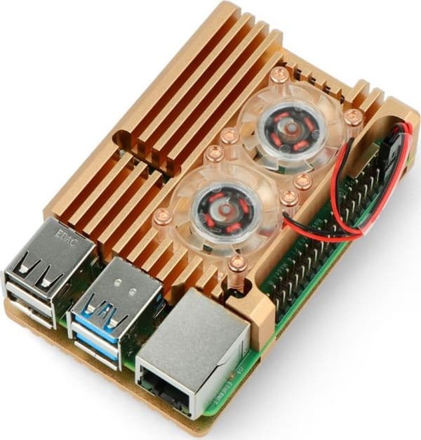 JustPi Dubbel Raspberry Pi 4B Fläktfodral (DNG-16015)