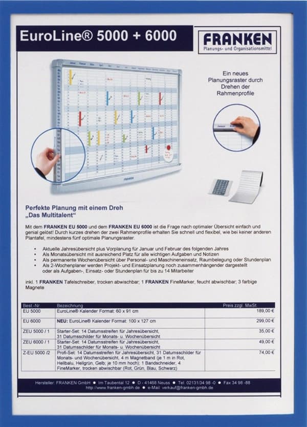 Franken Magneettikehys FRANKEN, A4, sininen