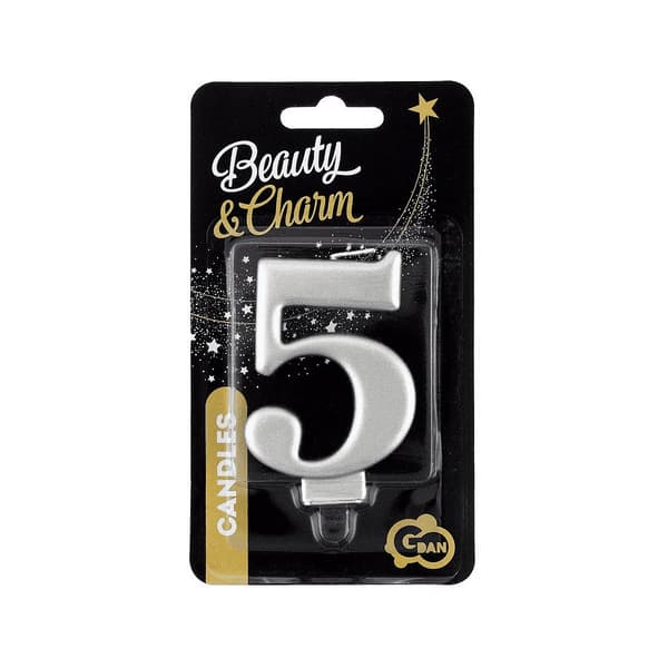 Te B&C Nummer 5 metalliskt silver 8 cm