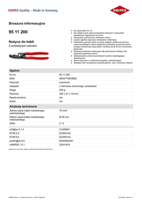 KNIPEX Kabelsaks