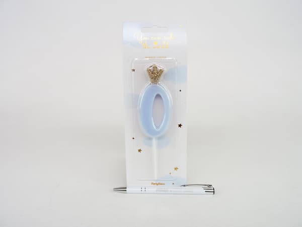 FØDSELSDAGSKAGE TAL 0 blå 9,5 cm