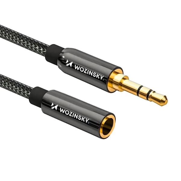 Wozinsky Mini-jack forlængerkabel (hun-han) AUX forlængerkabel 3 m sort