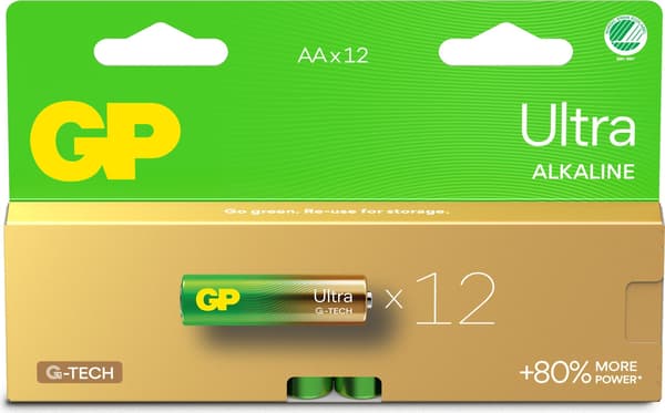 GP ULTRA ALKALINE AA/LR6 Batteri. 12-pak