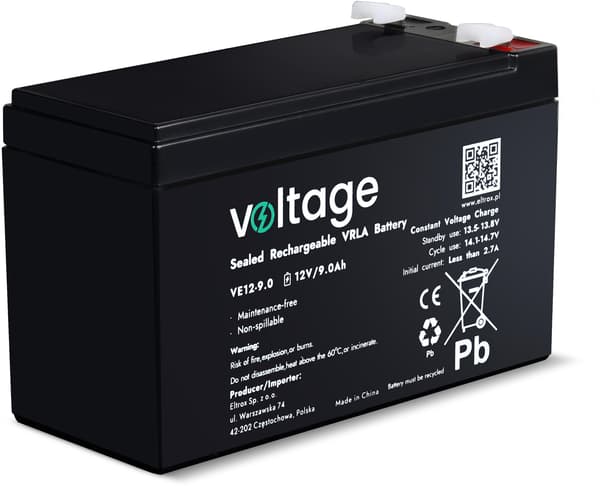 Batteri AGM Spænding 12V 9Ah VE12-9.0