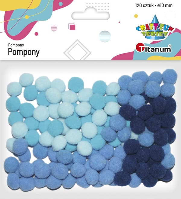 Polyester pomponer 10mm blå 120 stk