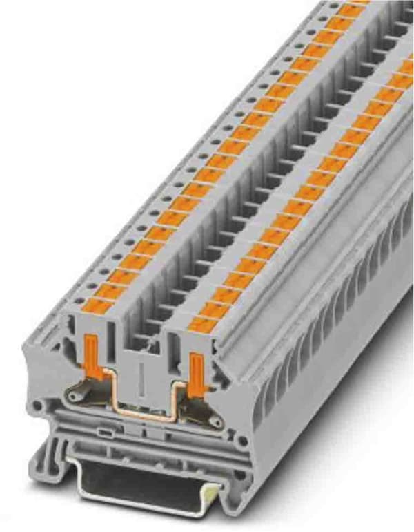 2-leder skinneforbinder 4mm2 grå PTV 4 med Push-in klemme