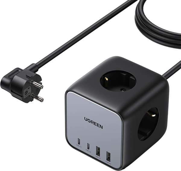 UGREEN DigiNest Cube -jatkojohto (3 AC-pistorasiaa + 65W 2A2C)