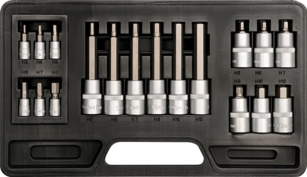TOPNØGLER 18 STK. 1/2\" HEX 3-12mm