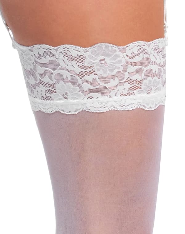Cottelli LEGWARE Hvide Strømper S - Blød Blondekant, 20 Denier