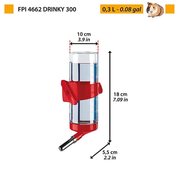FERPLAST DRINKY 4662 MEDIUM - automatisk drikkeflaske til gnavere - 300 ml