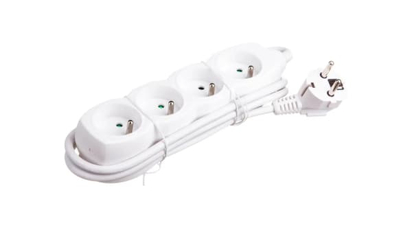 Emos Backlooser med jord 4 stik hvid 1,5m (P0411)