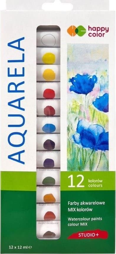 Akvarelmaling 12 farver Studio HAPPY COLOR