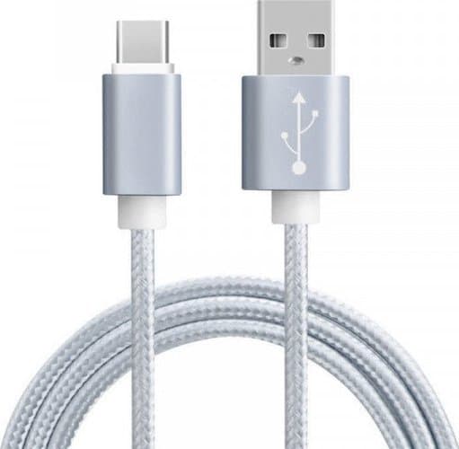 USB-kabel Vega USB-KABEL TYP-C NYLON SILVER TYP-C TYP-C USB-C SNABBLADDNING QUICK CHARGE>