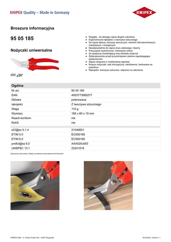 YLEISSATSAKSET 185MM