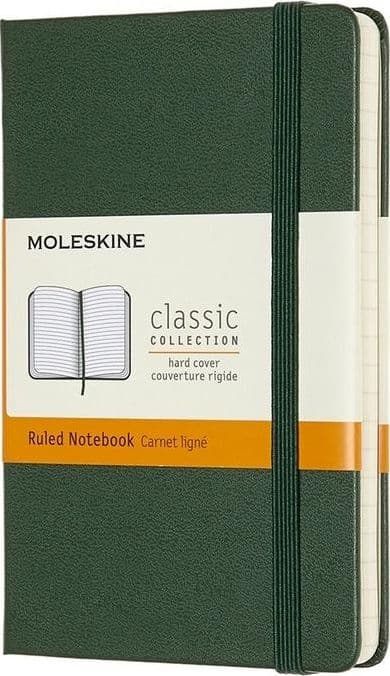 Notesbog Klassisk 9x14 tv. linjer - myrtegrøn