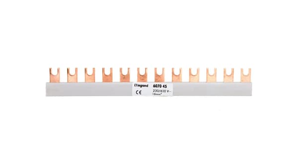 Samleskinne 1P 80A 16mm2 gaffel (12 mod.) BI1/16x12 607045
