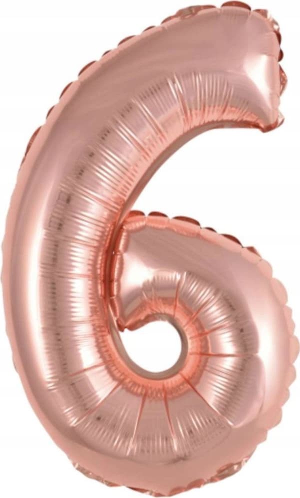 Folieballon mini nummer 6 pink guld 29x40cm 9909694