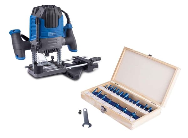 Scheppach WRT1200 spindelfräs + frässats i väska