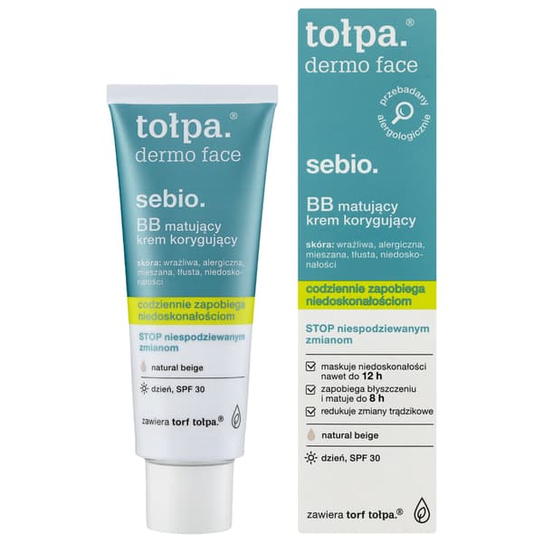 TOŁPA Dermo Face Sebio Mattifying BB Dagcreme SPF30 - naturlig beige 40 ml