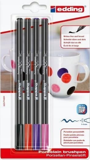 Edding Porcelæns Pen e-4200 EDDING, 1-4mm, 4 farver, blister