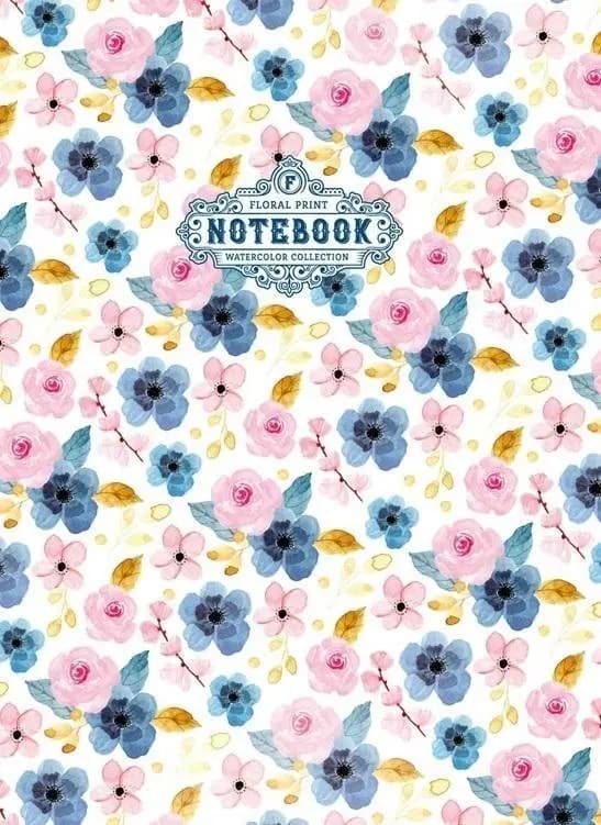 Dekorativ notesbog 64 sider ternet Blomster blå