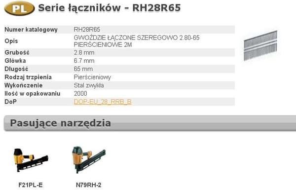 BOSTITCH NAILS RH 2,8 x 65mm 21` RENGAS 2000 kpl
