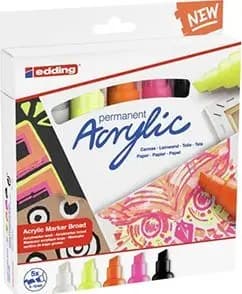 Edding Akrylmarker Bred E-5000 EDDING, 5-10mm, 5 stk, neon mix farver
