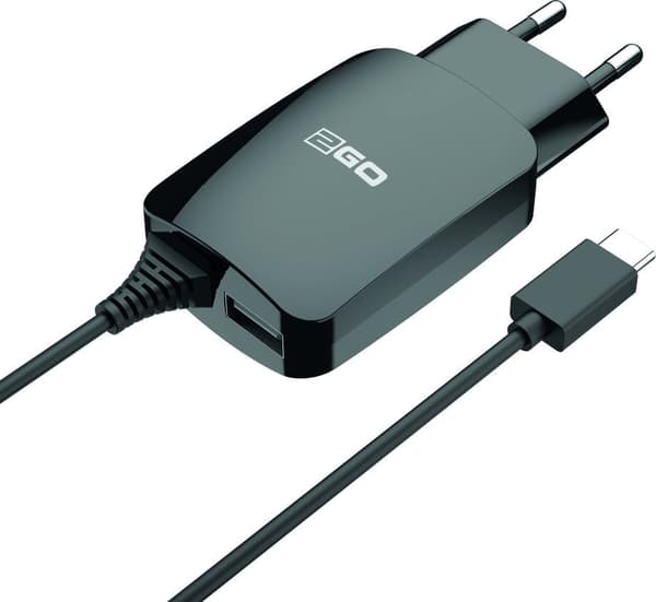 Batterioplader 2GO 12W USB-C+1-port 1x USB-A kabel 1,4m sort