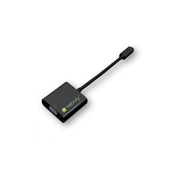 Adapteri Techly HDMI-VGA5 micro HDMI (D) uros-VGA naaras, musta 0.1m IDATA