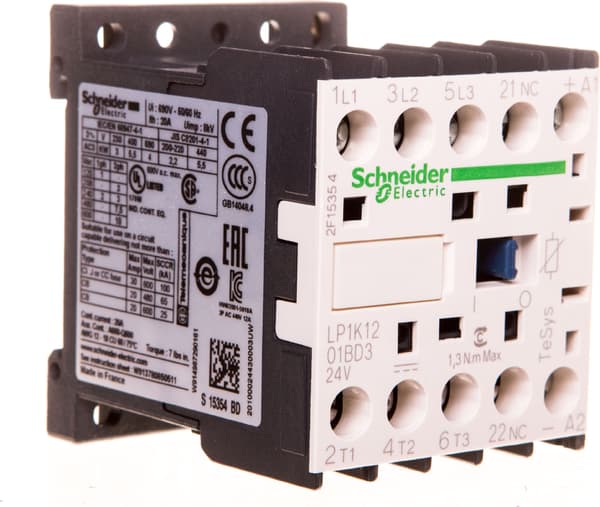 Kontaktor 12A 3P 24V DC 0Z 1R LP1K1201BD3