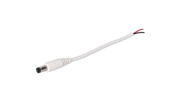 DC-kontakt 5.5x2.1 kabel vit 15cm 22awg