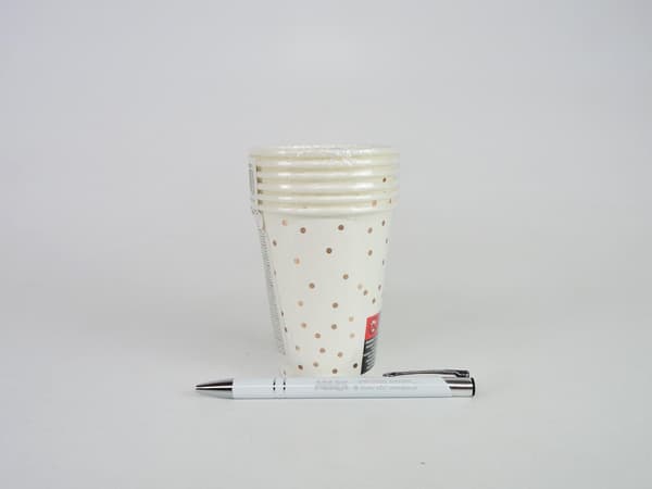 PartyDeco Cup Dots, vit, 260ml en storlek