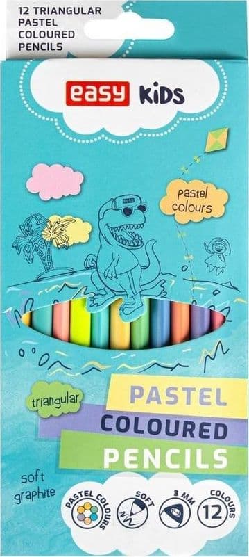 Pastel trekantede blyanter 12 farver EASY