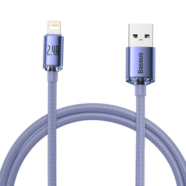 Baseus Lightning Crystal Shine Cable Series Snabbladdningsdatakabel 2.4A 1.2m Lila (CAJY000005)
