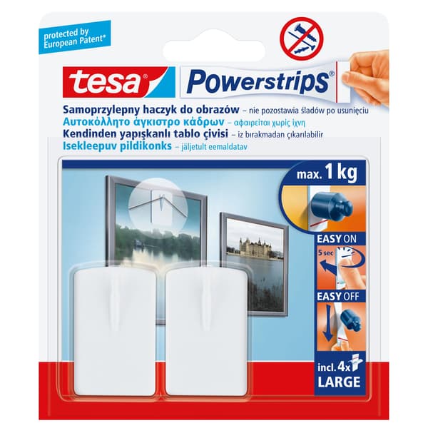Självhäftande krokar.powerstrips 2 st.för bilder, vit