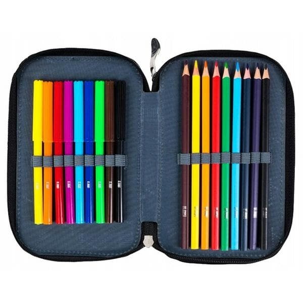 Dubbelt pennfodral med utrustning Rainbow Unicorns STRIGHT PC-04 MAJEWSKI