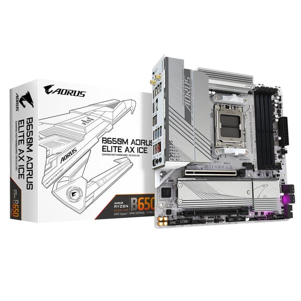 Gigabyte Bundkort B650M AORUS ELITE AX ICE - Micro ATX - Socket AM5 - AMD B650