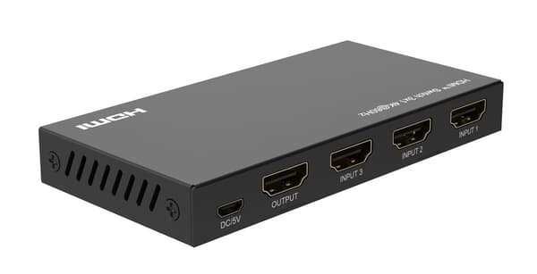 MicroConnect 4K@60Hz HDMI-switch 3x1, HDCP 2.2, med fjärrkontroll