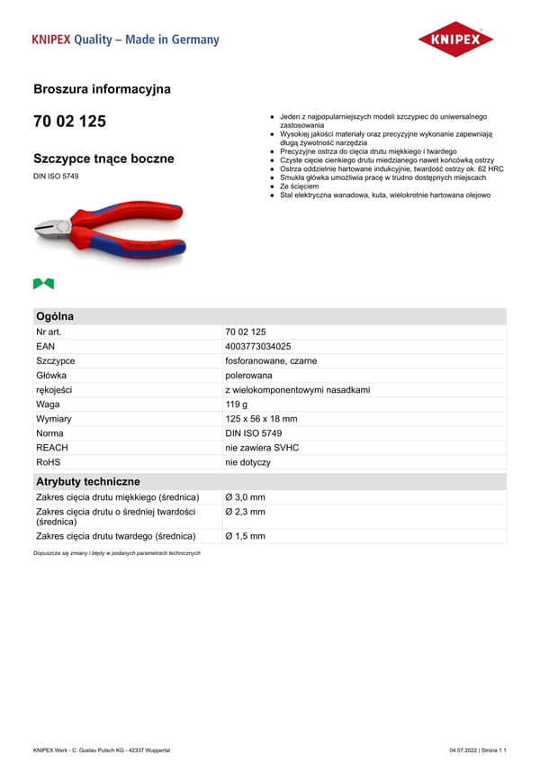KNIPEX-sivuleikkurit, musta