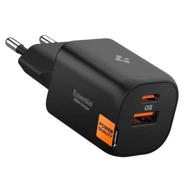 Spigen Essential 35W Vægoplader EE352EU, sort