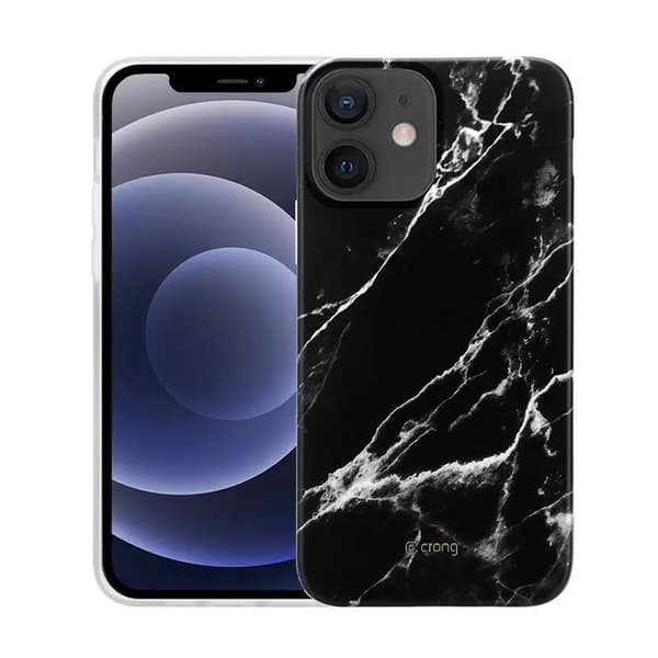 Crong Crong Marble Cover til iPhone 12 Mini (Sort)