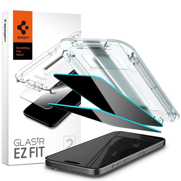 SPIGEN GLAS.TR \"TEMPERED GLASS\" EZ FIT \"2-PACK IPHONE 15 PRO PRIVACY