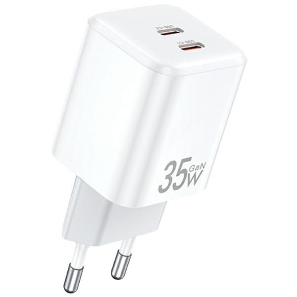 AWEI PD65-EU GaN 35W 2xUSB-C vægoplader hvid
