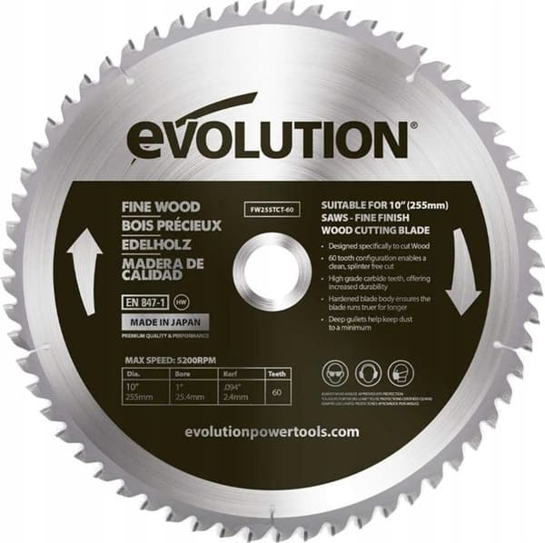 Evolution Widia sav til skæring af træ Fint træ 255mm/60z til geringssave