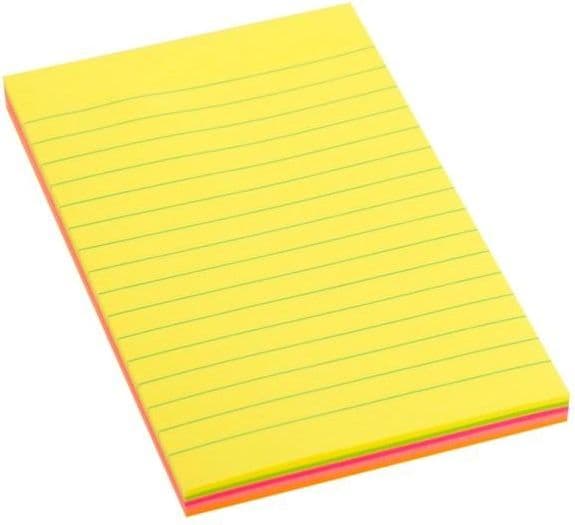 Selvklæbende notesbog 98x150mm neon i linjer D.RECT